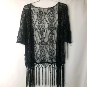 Lace Fringe Boho Kimono